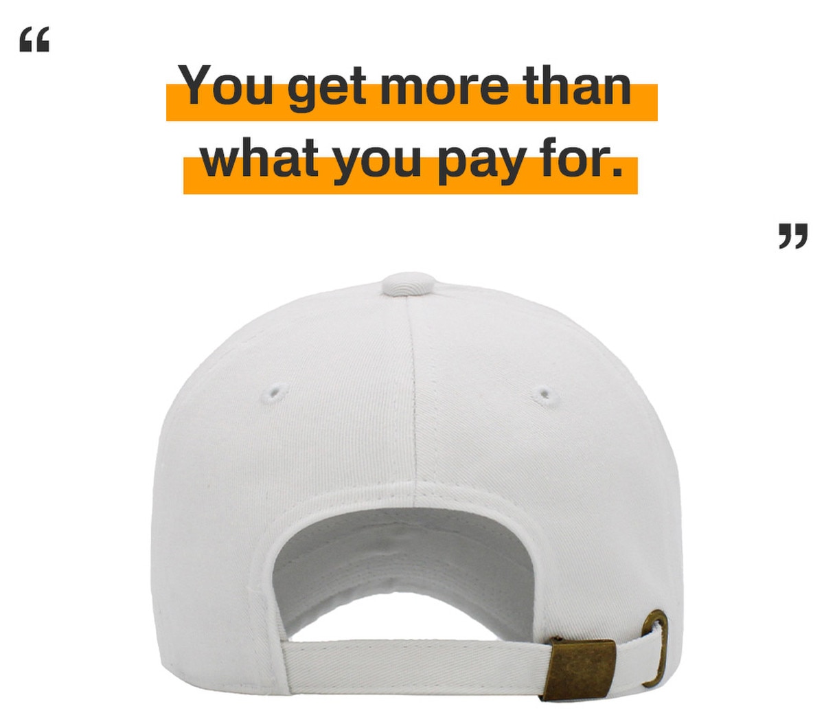 White Low Profile Baseball Caps Back View